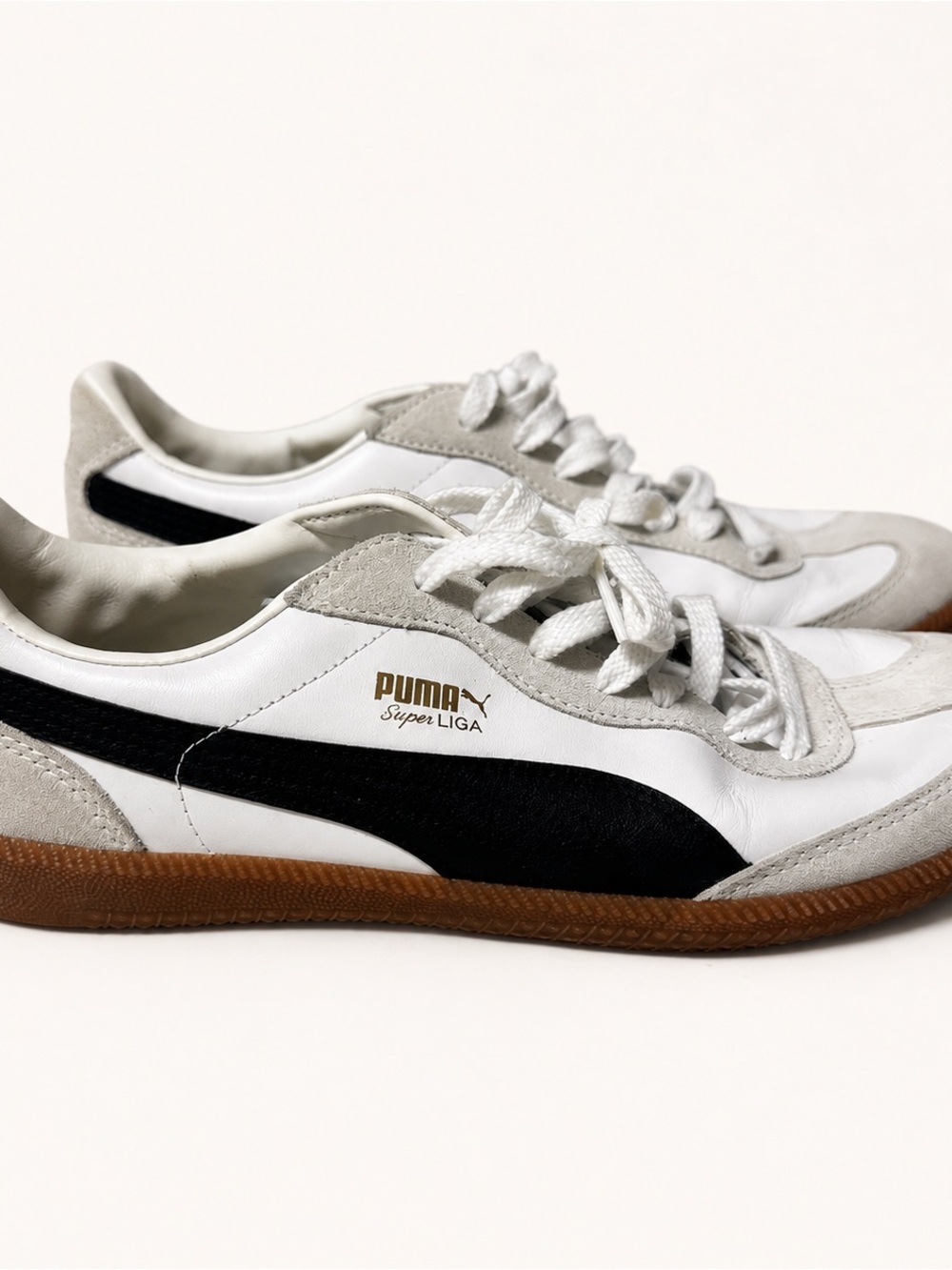 Puma Super Liga Sneakers in White, Black and Gum